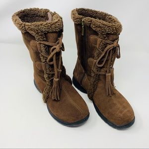 Lands End Suede Lined Winter Mid Calf Boots 6.5